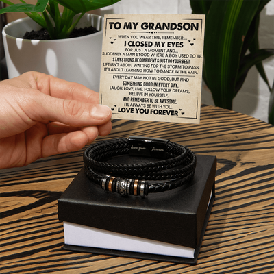 Load image into Gallery viewer, To My Grandson Bracelet, Meaningful Gift from Nana, Leather Bracelet for Grandson from Grandparents
