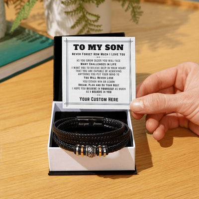 Load image into Gallery viewer, Personalized to My Son Bracelet from Mom, Unique Birthday Gifts for Son from Mom and Dad
