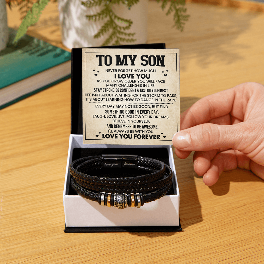 To My Son Bracelet Always Remember, Men Birthday Bracelet for Son from Mom with Message
