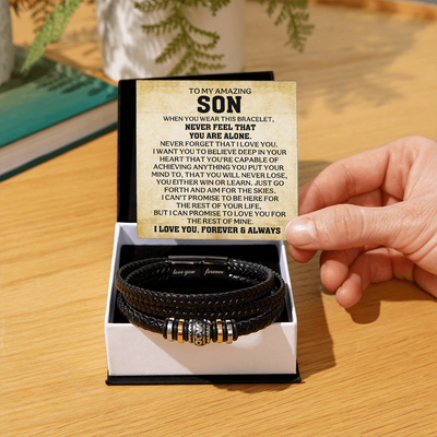 Load image into Gallery viewer, To My Son Bracelet – Love You Forever Engraved Braided Leather Bracelet Gift for Men
