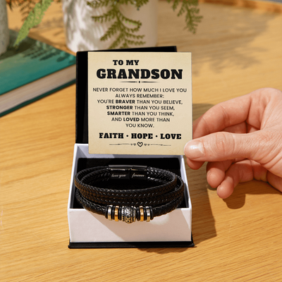 Load image into Gallery viewer, To My Grandson Love You Forever Leather Bracelet Gift for Birthday, Christmas, Graduation
