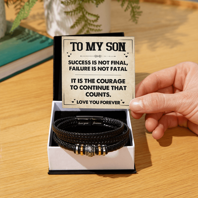 Load image into Gallery viewer, To My Son Courage Bracelet from Mom Dad, Success Is Not Final, Christmas Birthday Graduation Gift
