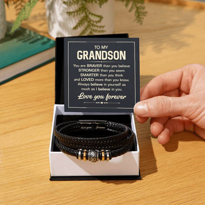 Load image into Gallery viewer, To My Grandson Bracelet from Grandma, Grandson Bracelet with Message Card
