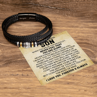 Load image into Gallery viewer, To My Son Bracelet – Love You Forever Engraved Braided Leather Bracelet Gift for Men
