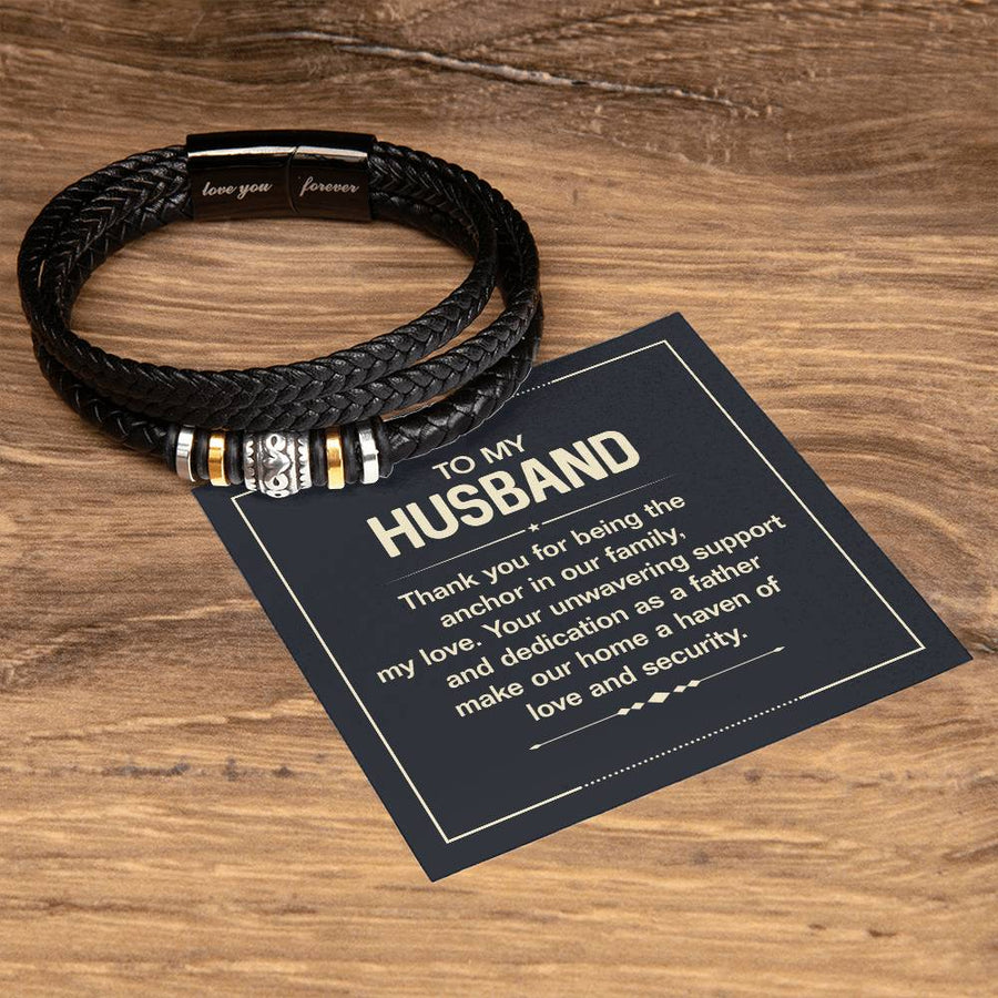 To My Husband Bracelet from Wife, Thank You for Being the Anchor in Our Family