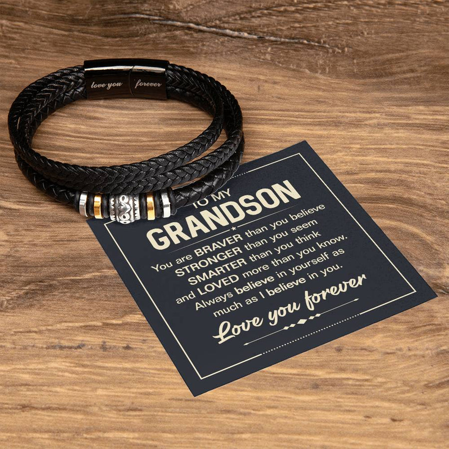 To My Grandson Bracelet from Grandma, Grandson Bracelet with Message Card