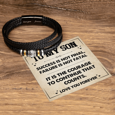 Load image into Gallery viewer, To My Son Courage Bracelet from Mom Dad, Success Is Not Final, Christmas Birthday Graduation Gift
