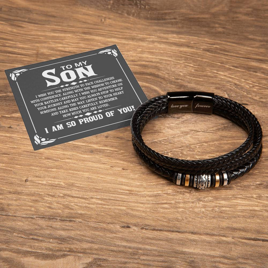 To My Son Bracelet Always Remember, I Wish You the Strength to Face Challenges with Confidence
