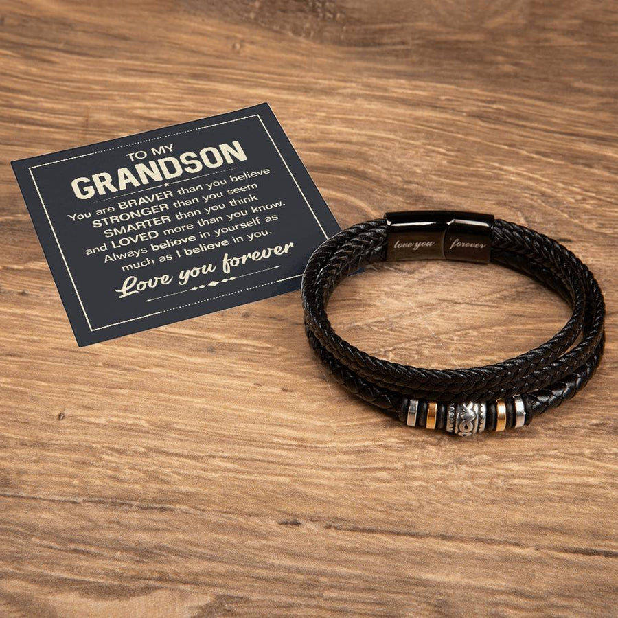 To My Grandson Bracelet from Grandma, Grandson Bracelet with Message Card