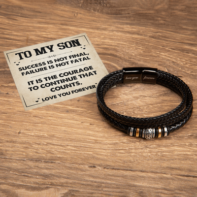 Load image into Gallery viewer, To My Son Courage Bracelet from Mom Dad, Success Is Not Final, Christmas Birthday Graduation Gift
