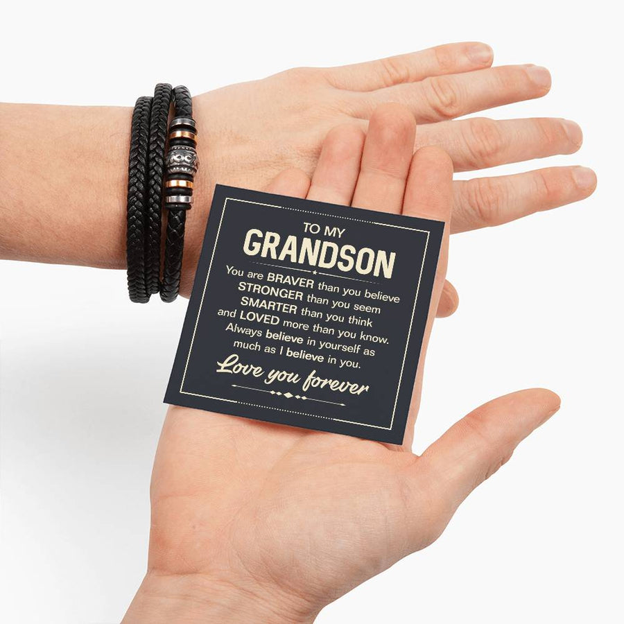 To My Grandson Bracelet from Grandma, Grandson Bracelet with Message Card