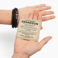 Load image into Gallery viewer, Gift for Grandson – Braided Leather Bracelet with Love You Forever Message, Infinity Symbol
