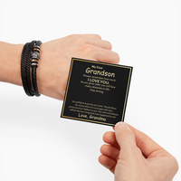 Load image into Gallery viewer, To My Grandson Leather Bracelet – Birthday, Christmas, Graduation Gift with Love Message
