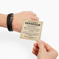 Load image into Gallery viewer, Gift for Grandson – Braided Leather Bracelet with Love You Forever Message, Infinity Symbol
