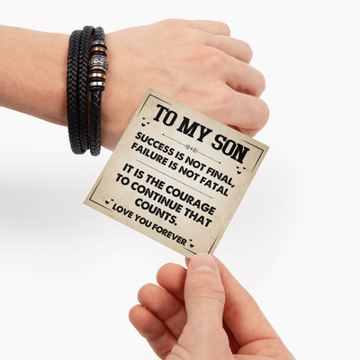 Load image into Gallery viewer, To My Son Courage Bracelet from Mom Dad, Success Is Not Final, Christmas Birthday Graduation Gift
