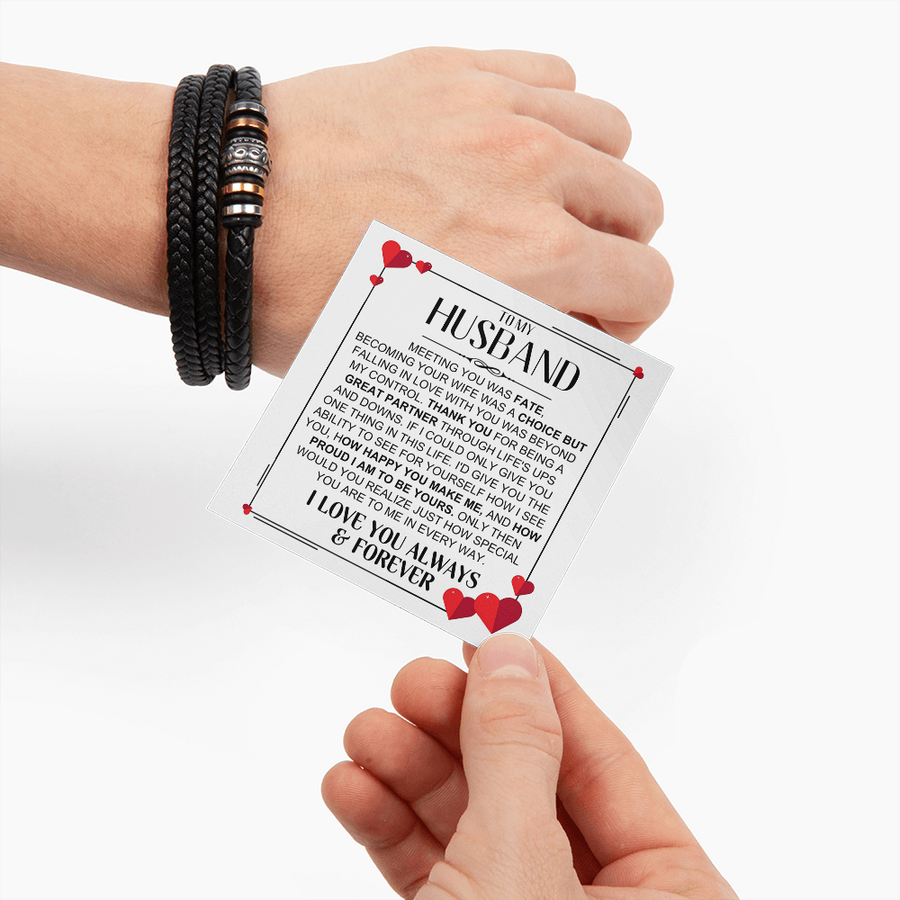 To My Husband Birthday Gifts, Love You Forever Engraved Leather Bracelet for Men, To My Man Gift