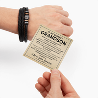 Load image into Gallery viewer, Gift for Grandson – Braided Leather Bracelet with Love You Forever Message, Infinity Symbol
