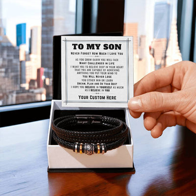 Load image into Gallery viewer, Personalized to My Son Bracelet from Mom, Unique Birthday Gifts for Son from Mom and Dad
