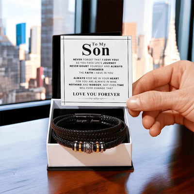 Load image into Gallery viewer, To My Son Bracelet from Mom and Dad Never Doubt Yourself and Always Remember the Faith I Have in You
