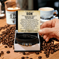 Load image into Gallery viewer, To My Son Bracelet – Love You Forever Engraved Braided Leather Bracelet Gift for Men
