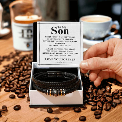 Load image into Gallery viewer, To My Son Bracelet from Mom and Dad Never Doubt Yourself and Always Remember the Faith I Have in You
