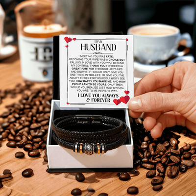 Load image into Gallery viewer, To My Husband Birthday Gifts, Love You Forever Engraved Leather Bracelet for Men, To My Man Gift
