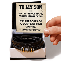Load image into Gallery viewer, To My Son Courage Bracelet from Mom Dad, Success Is Not Final, Christmas Birthday Graduation Gift
