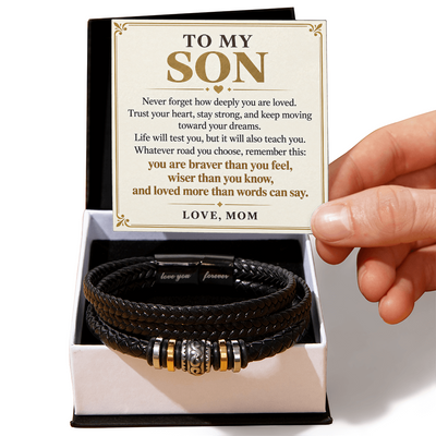 Load image into Gallery viewer, To My Son - Braver, Wiser &amp;amp; Loved More Than Words - Inspirational Gift from Mom
