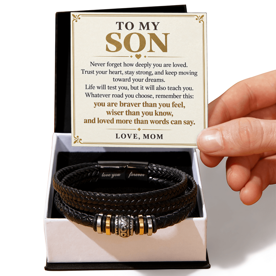To My Son - Braver, Wiser & Loved More Than Words - Inspirational Gift from Mom