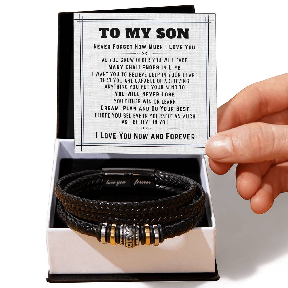 To My Son Bracelet from Mom and Dad, Believe in Yourself, Dream, Plan and Do Your Best