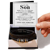 Load image into Gallery viewer, To My Son Bracelet from Mom and Dad Never Doubt Yourself and Always Remember the Faith I Have in You
