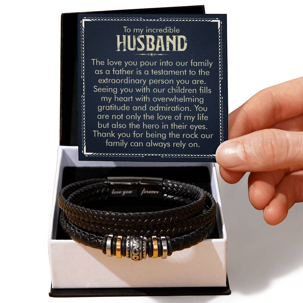 To My Husband Bracelet from Wife, Thank You for Being the Rock Our Family Can Always Rely On