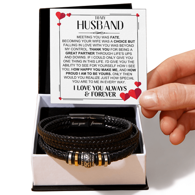 Load image into Gallery viewer, To My Husband Birthday Gifts, Love You Forever Engraved Leather Bracelet for Men, To My Man Gift
