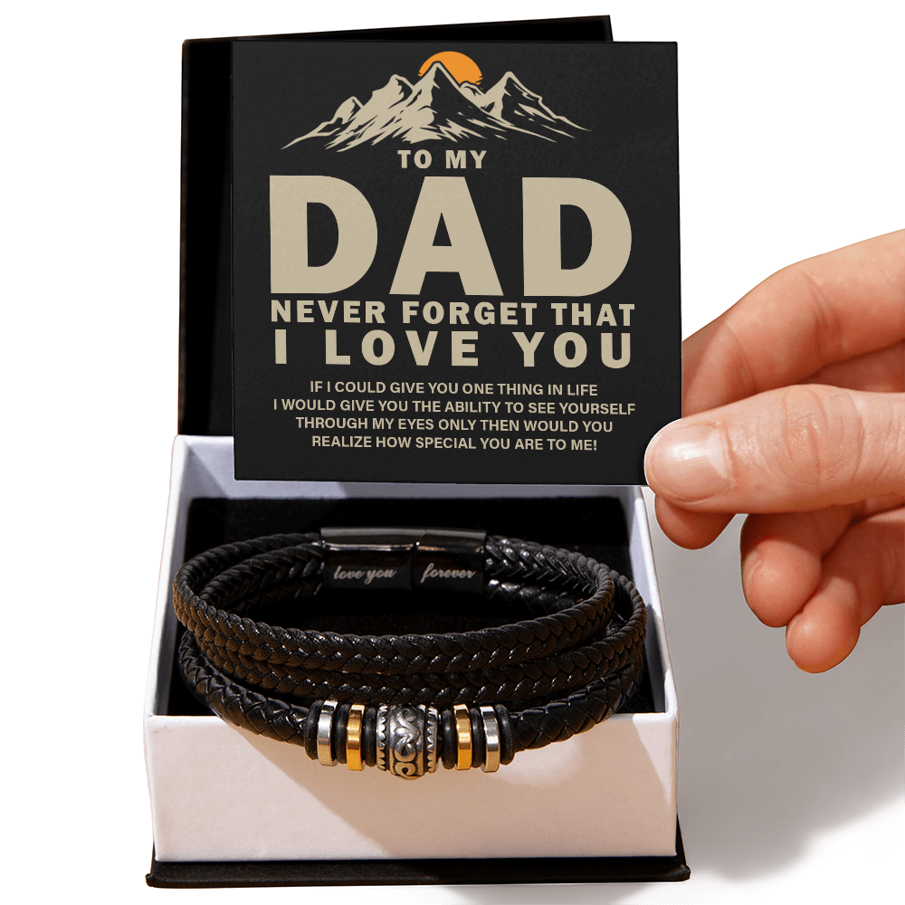 To My Dad Bracelet Gift – Never Forget I Love You, Birthday Gift from Son or Daughter to Father
