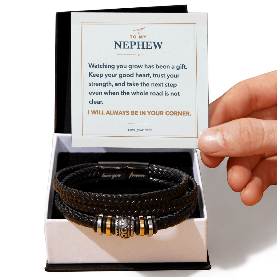 To My Nephew Always in Your Corner Men's Bracelet Gift from Aunt