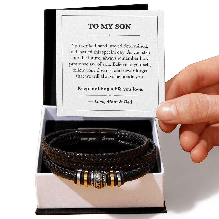 To My Son Graduation Love You Forever Bracelet Gift from Mom and Dad