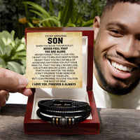 Load image into Gallery viewer, To My Son Bracelet – Love You Forever Engraved Braided Leather Bracelet Gift for Men
