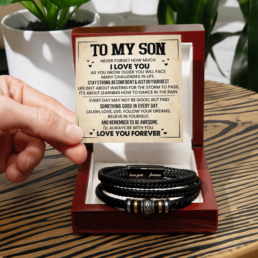 To My Son Bracelet Always Remember, Men Birthday Bracelet for Son from Mom with Message