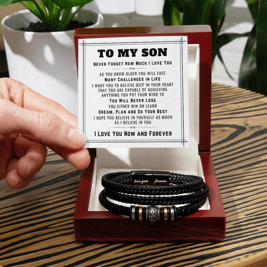 To My Son Bracelet from Mom and Dad, Believe in Yourself, Dream, Plan and Do Your Best