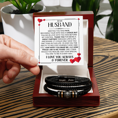 Load image into Gallery viewer, To My Husband Birthday Gifts, Love You Forever Engraved Leather Bracelet for Men, To My Man Gift
