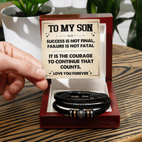 Load image into Gallery viewer, To My Son Courage Bracelet from Mom Dad, Success Is Not Final, Christmas Birthday Graduation Gift
