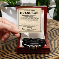 Load image into Gallery viewer, Gift for Grandson – Braided Leather Bracelet with Love You Forever Message, Infinity Symbol
