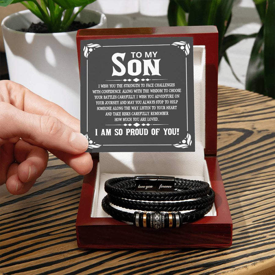 To My Son Bracelet Always Remember, I Wish You the Strength to Face Challenges with Confidence