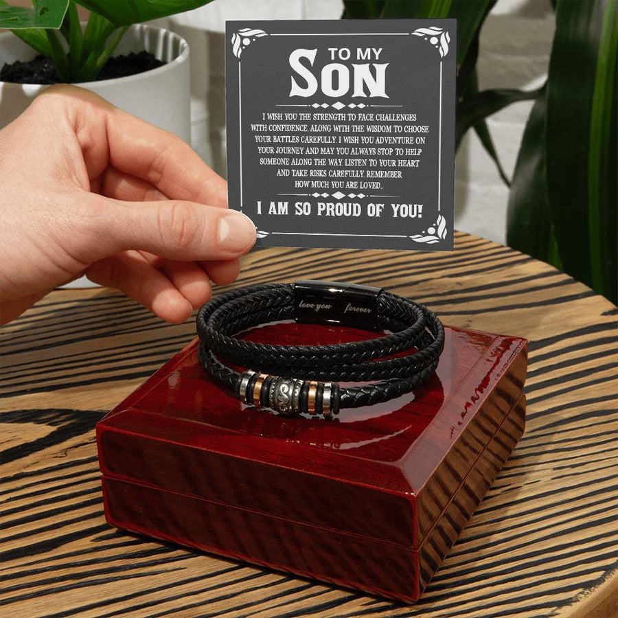 To My Son Bracelet Always Remember, I Wish You the Strength to Face Challenges with Confidence