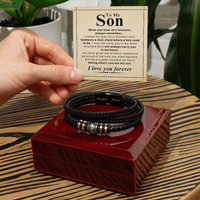 Load image into Gallery viewer, Gift for Son – Braided Leather Bracelet with Love You Forever Message, Infinity Symbol
