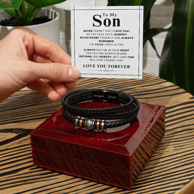 Load image into Gallery viewer, To My Son Bracelet from Mom and Dad Never Doubt Yourself and Always Remember the Faith I Have in You
