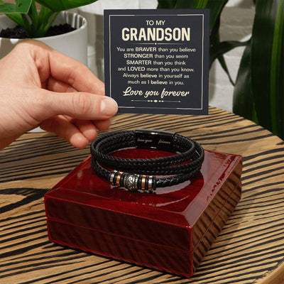Load image into Gallery viewer, To My Grandson Bracelet from Grandma, Grandson Bracelet with Message Card
