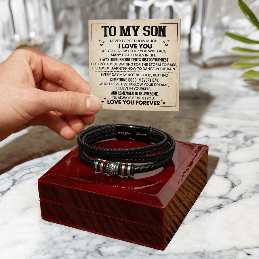 To My Son Bracelet Always Remember, Men Birthday Bracelet for Son from Mom with Message