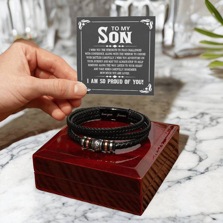 To My Son Bracelet Always Remember, I Wish You the Strength to Face Challenges with Confidence