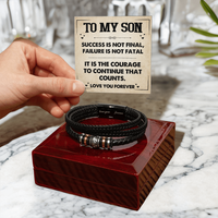 Load image into Gallery viewer, To My Son Courage Bracelet from Mom Dad, Success Is Not Final, Christmas Birthday Graduation Gift
